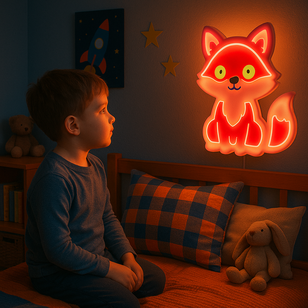 Color-Changing Fox Wall Lamp – Smart LED Night Light for Kids