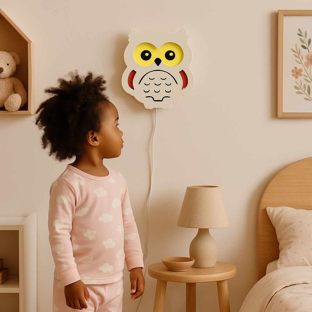 Color-Changing Owl Wall Lamp – Smart LED Night Light for Kids