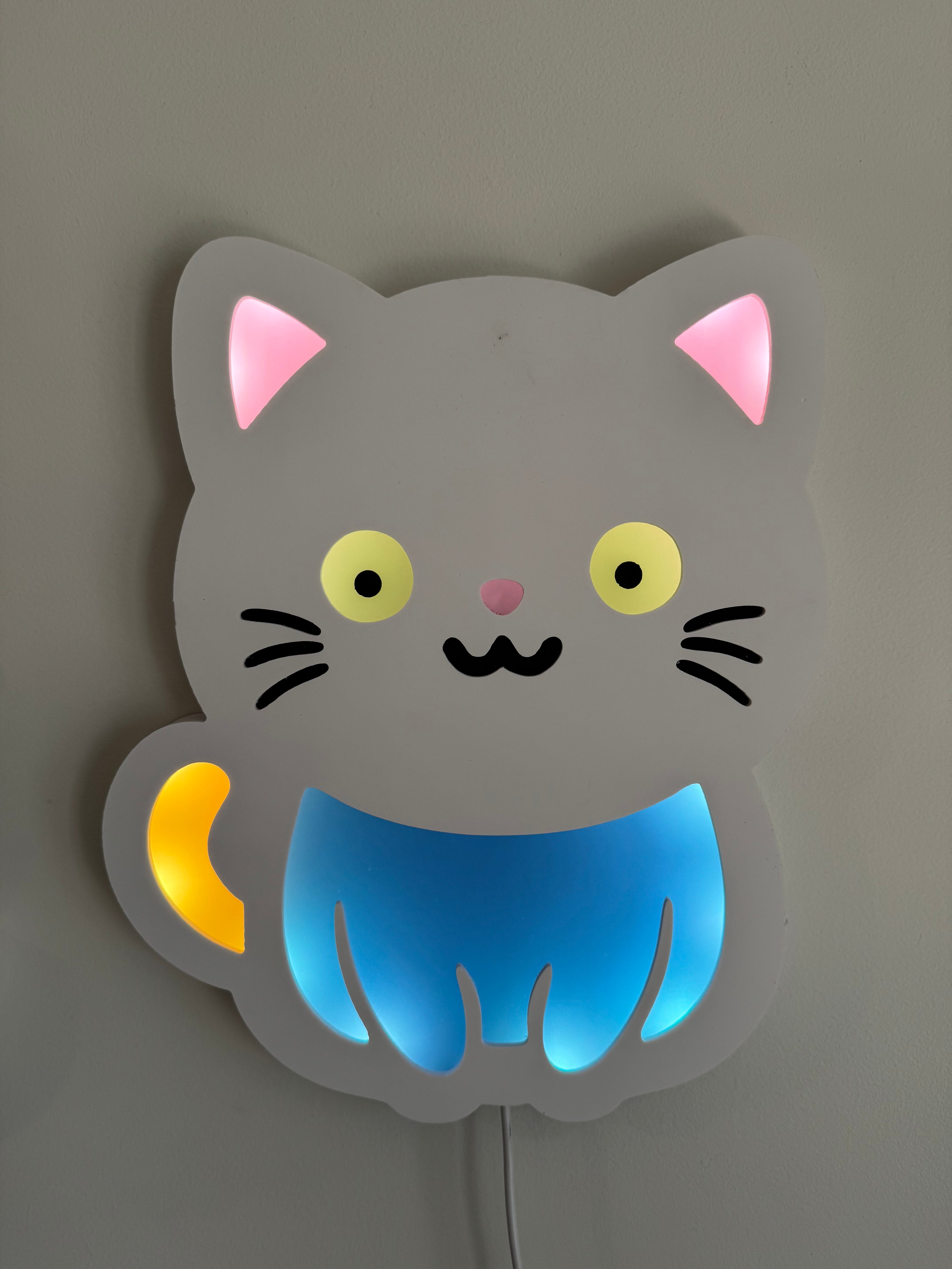 Color-Changing Cat Wall Lamp – Smart LED Night Light for Kids