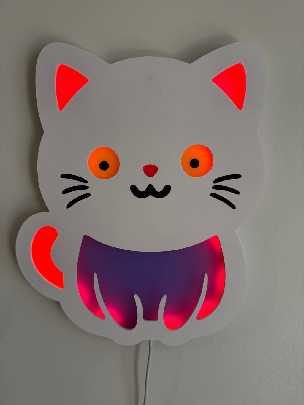 Color-Changing Cat Wall Lamp – Smart LED Night Light for Kids