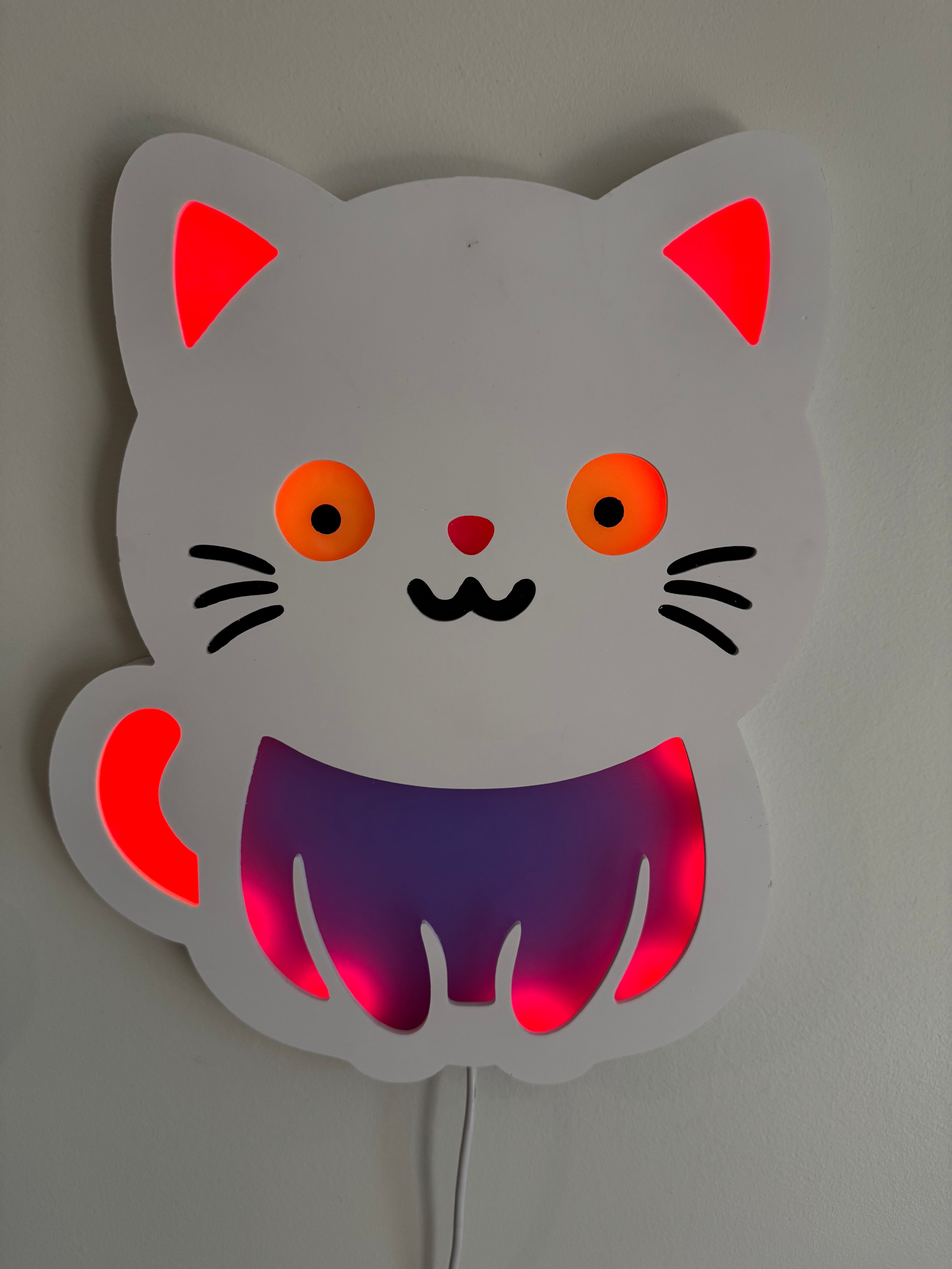 Color-Changing Cat Wall Lamp – Smart LED Night Light for Kids