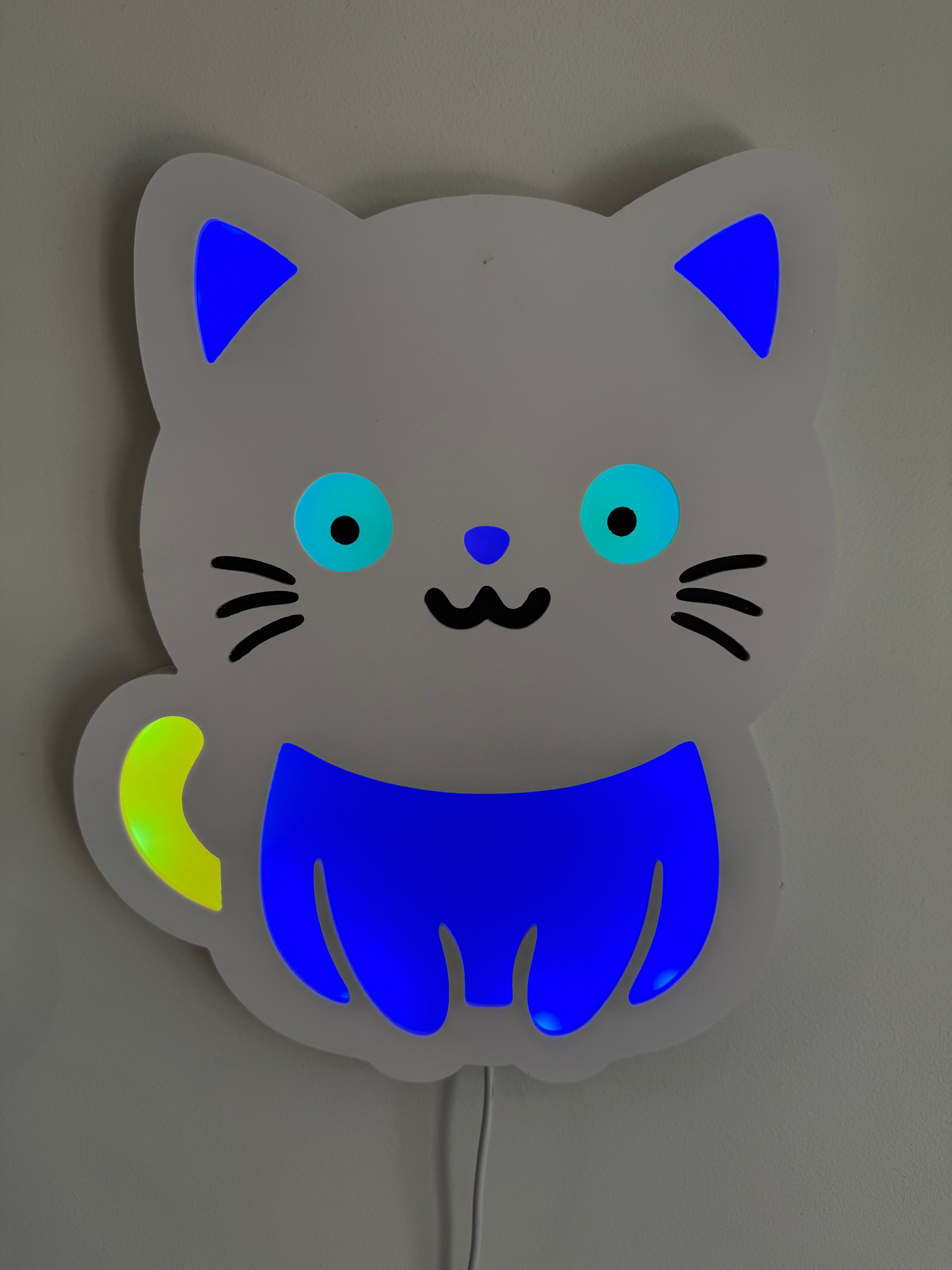 Color-Changing Cat Wall Lamp – Smart LED Night Light for Kids