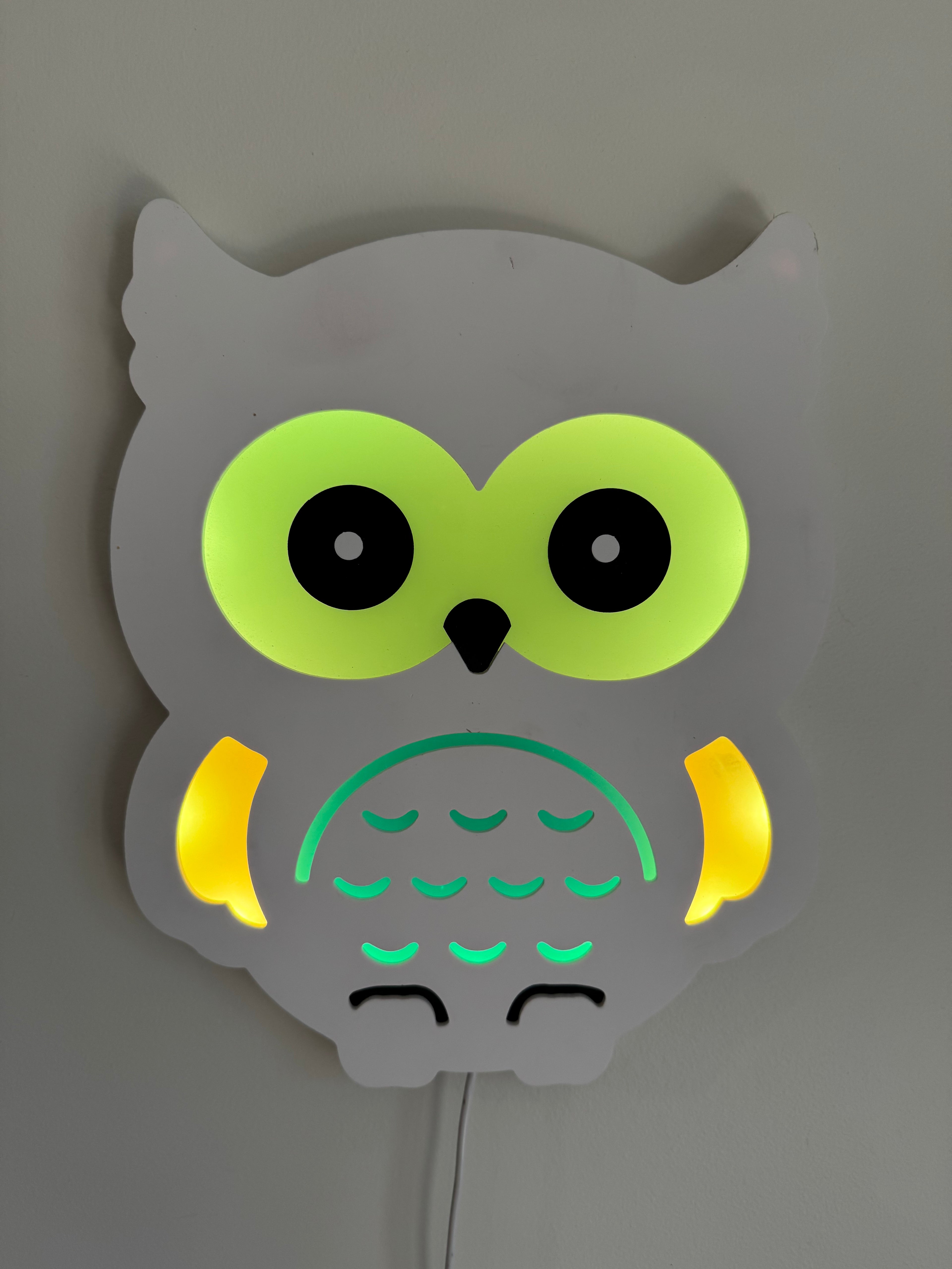 Color-Changing Owl Wall Lamp – Smart LED Night Light for Kids