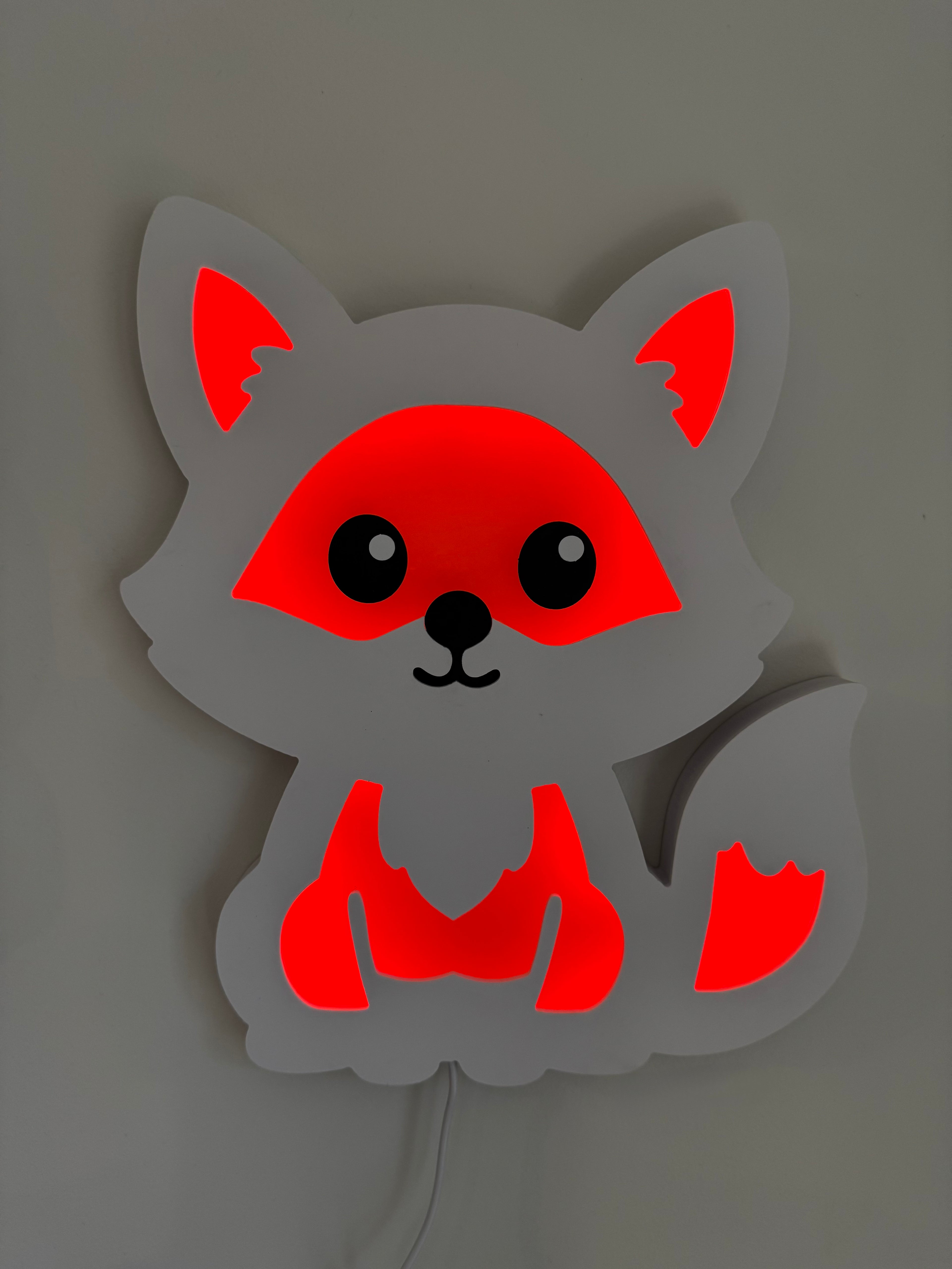 Color-Changing Fox Wall Lamp – Smart LED Night Light for Kids