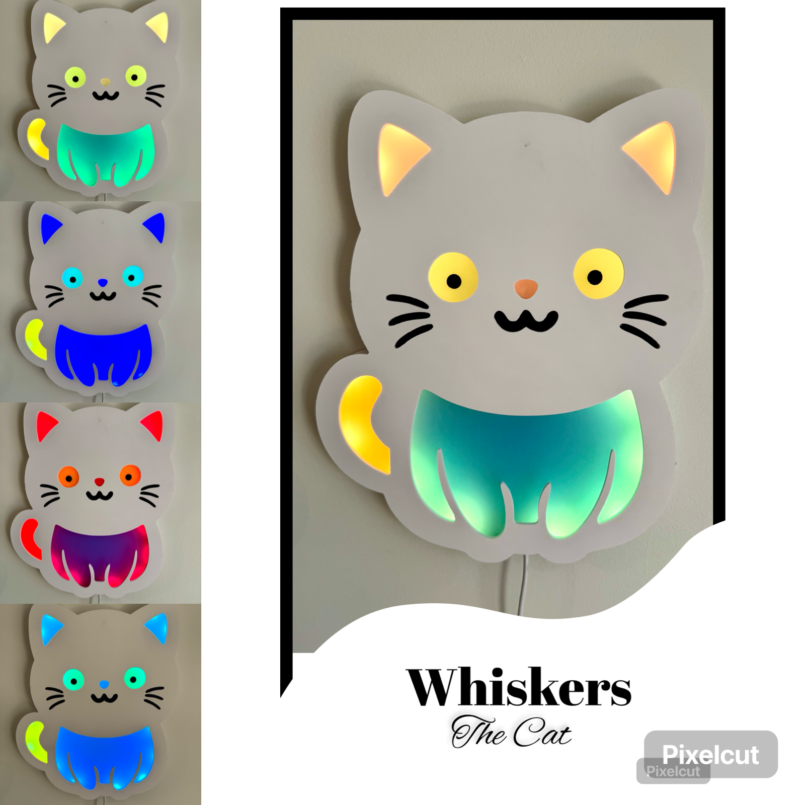 Color-Changing Cat Wall Lamp – Smart LED Night Light for Kids