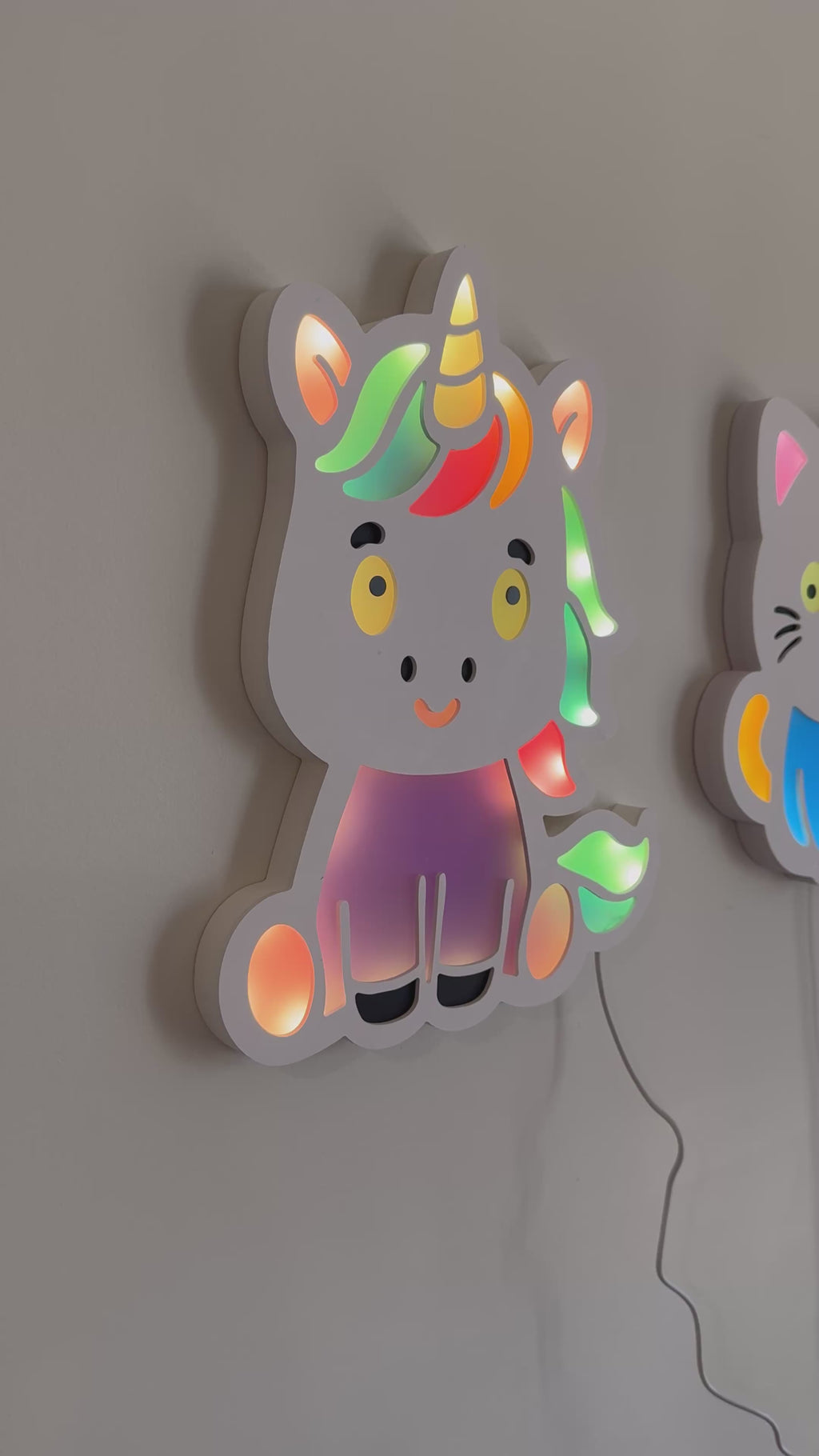 Magical Unicorn LED Wall Lamp – Color-Changing Night Light for Kids