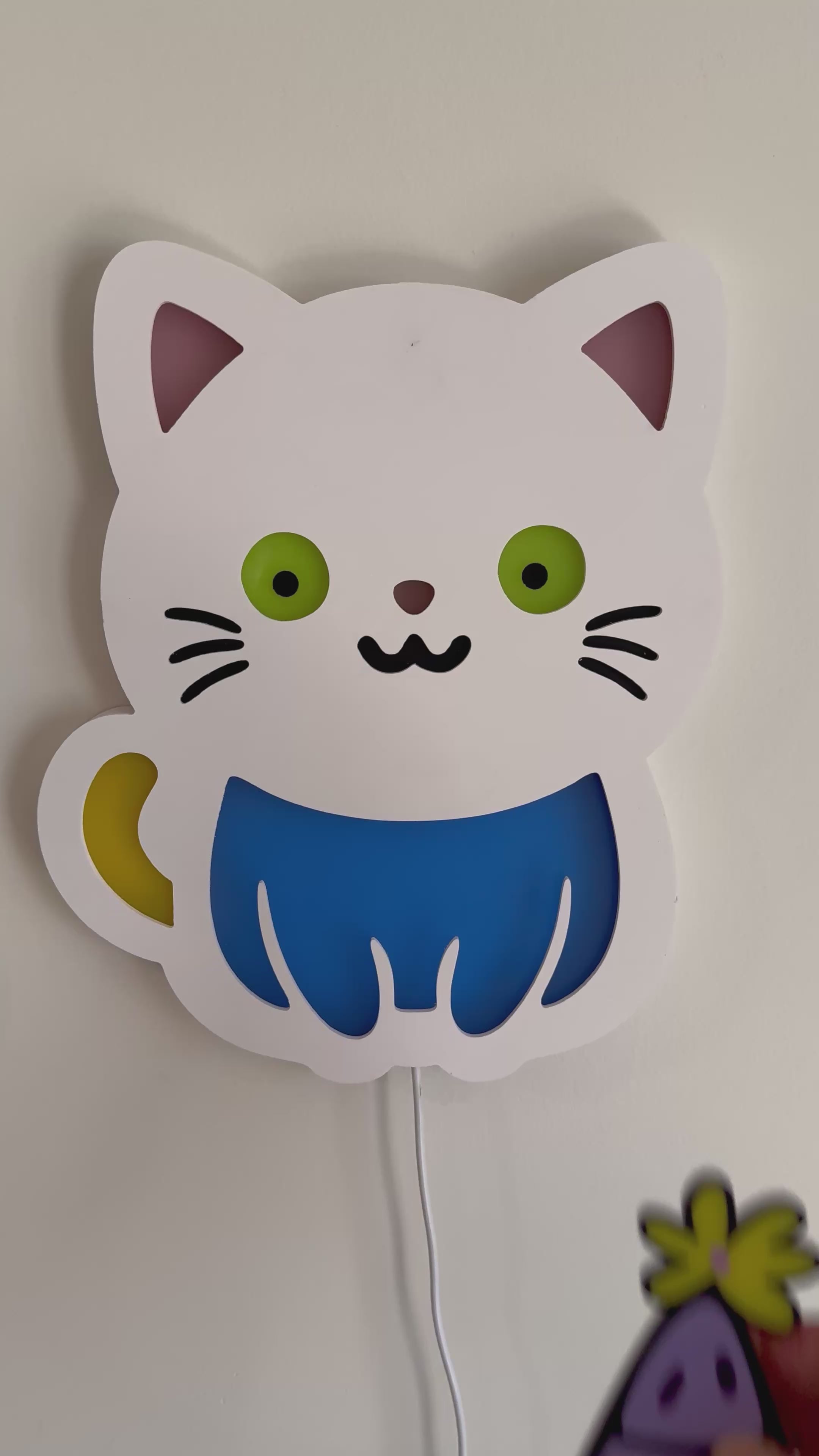 Color-Changing Cat Wall Lamp – Smart LED Night Light for Kids